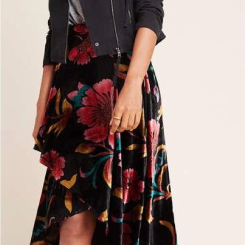 Eva Franco Anthropologie asymmetrical velvet skirt